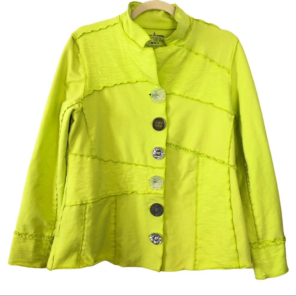 Neon Buddha Highlighter Yellow Button Front Jacket